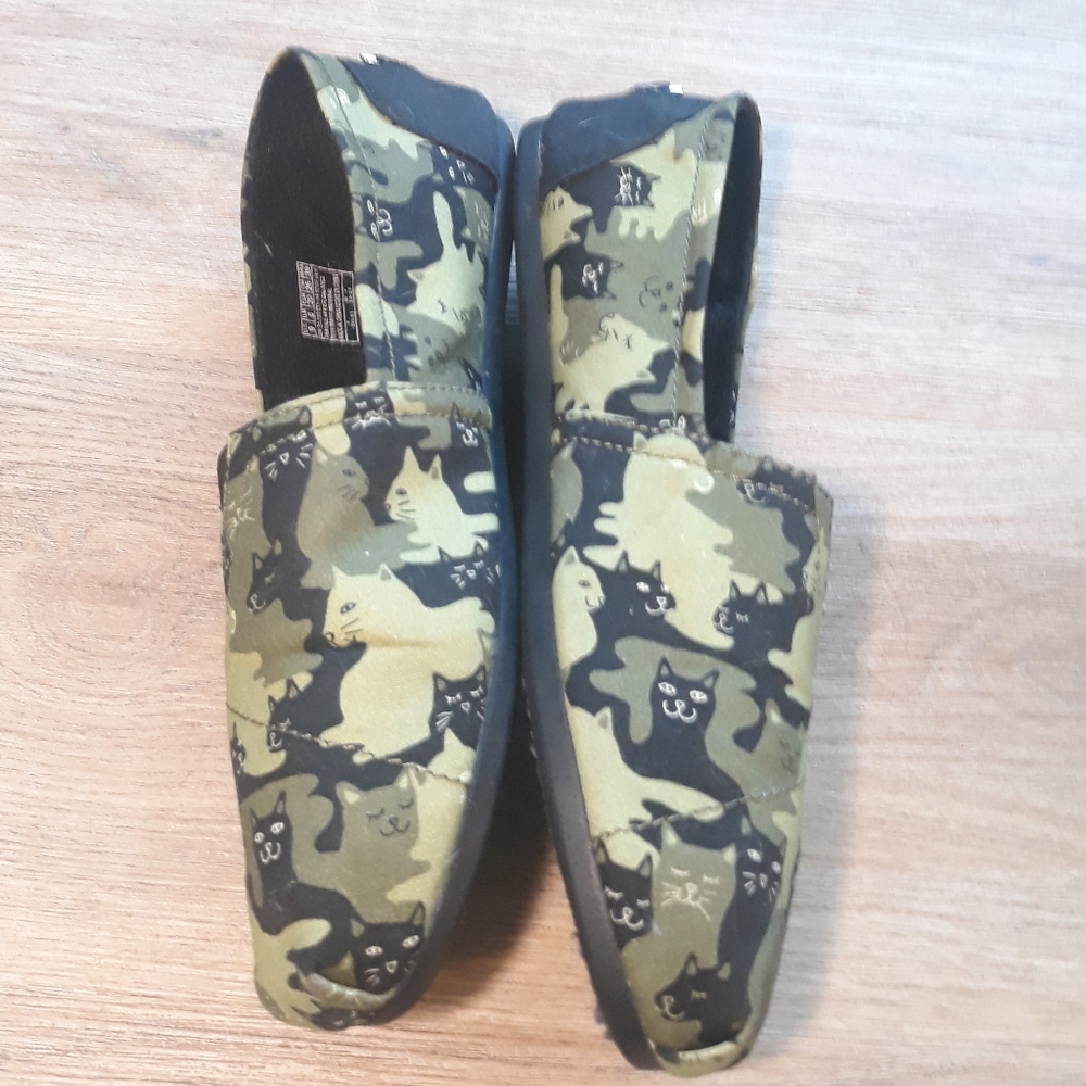 Skechers Bobs Plush Cat-Mouflage Shoes / Sz 9 Bobs Green Cat Camo Slip On Flats - Picture 8 of 12